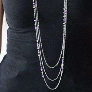 Paparazzi Purple Colorful Cadence Long Necklace Set